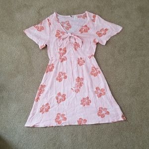 Roxy Pink and Orange Hibiscus Hawaiian Dress